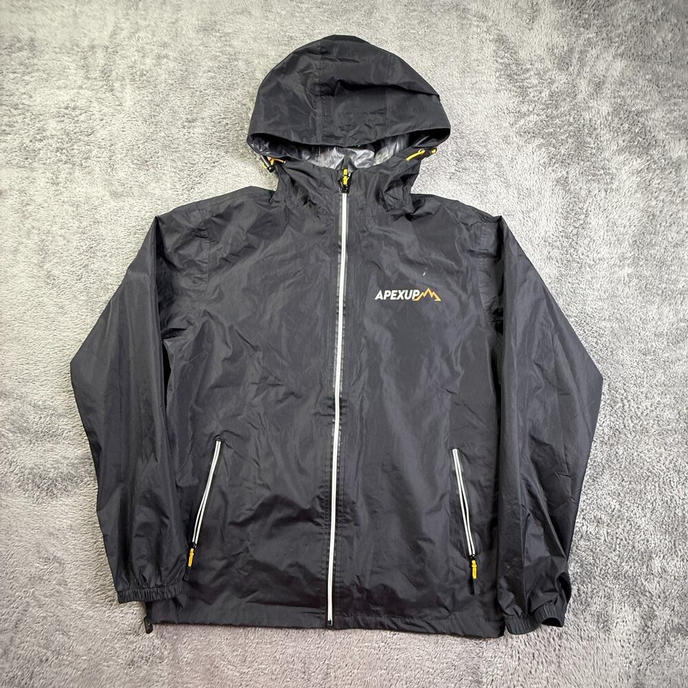 APEXUP Waterproof Rain Jacket Men S Black Zip Lightweight Hooded Outdoor Running